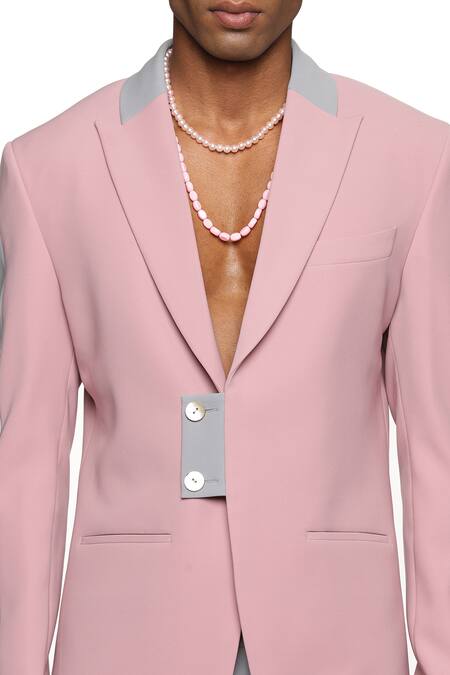 Paresh Lamba Signatures_Pink Cupro Plain Color Block Panelled Jacket  _at_Aza_Fashions