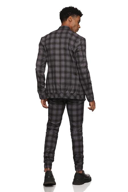 Paresh Lamba Signatures Checkered Bomber Jacket & Pant Set 
