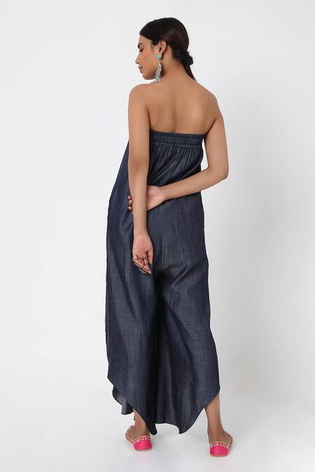 Shop_Style Junkiie_Blue Denim Tassels Off-shoulder Jumpsuit _at_Aza_Fashions