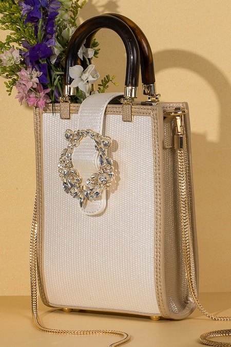 House Of Bio Bianca Crystal Brooch Bag 