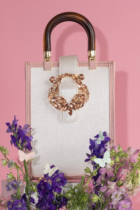 House Of Bio Bianca Crystal Embellished Brooch Bag 