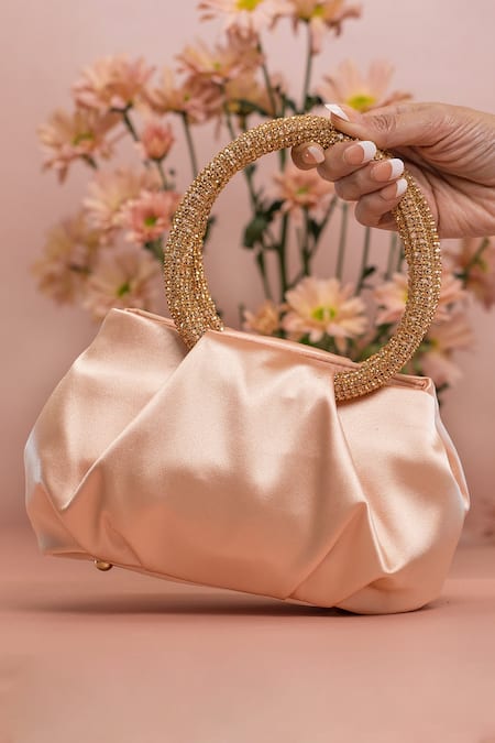 House Of Bio Nina Satin Crystal Handle Bag 