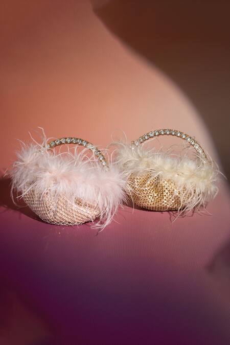 House Of Bio_Gold Crystal Nora Embellished Moon Bag _Online_at_Aza_Fashions