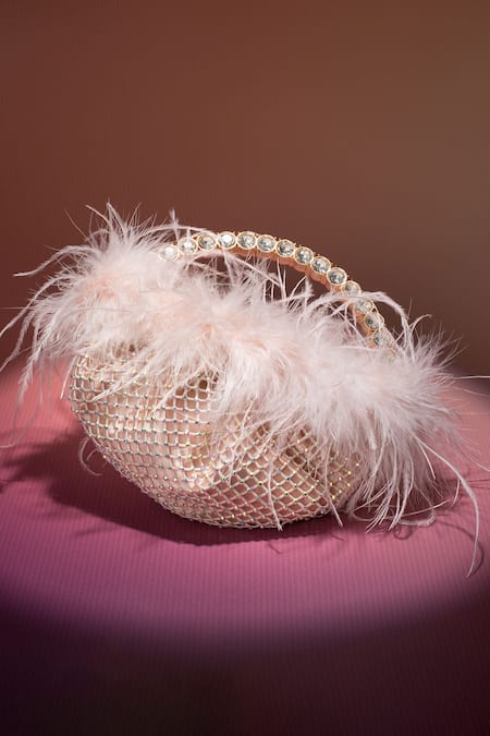 House Of Bio Nora Feathered Crystal Embellished Bag 