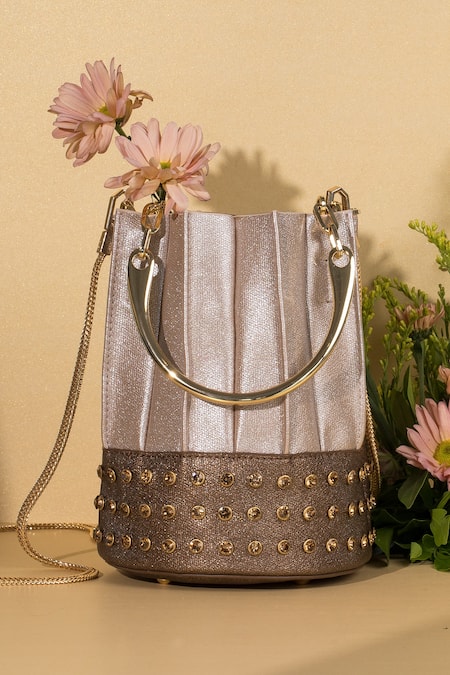 House Of Bio Alice Satin Crystal Stud Embellished Handbag 