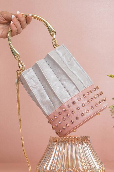 Shop_House Of Bio_Silver Crystal Studs Alice Embellished Handbag _Online_at_Aza_Fashions