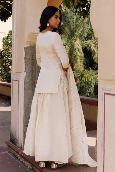 Geroo Jaipur Chanderi Embellished Kurta Gharara Set 