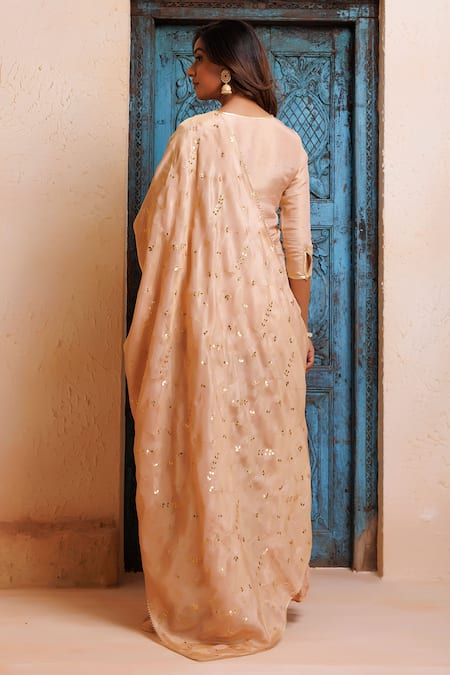 Geroo Jaipur Chanderi Mukaish Embellished Kurta Gharara Set 