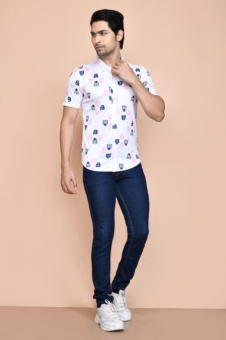Arihant Rai Sinha Faces Print Shirt 