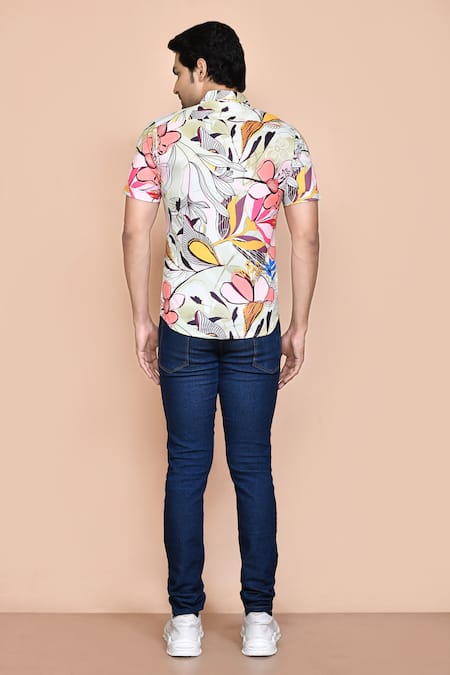 Shop_Arihant Rai Sinha_Multi Color Nylon Embroidery Retro Floral Print Shirt _at_Aza_Fashions