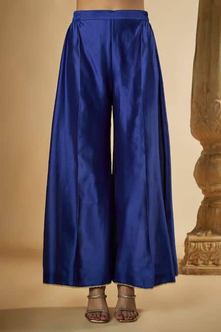 Shop The Aarya Blue Viscose, Chanderi Silk, Organza Lotus Hand Anarkali Palazzo Set Online at Aza Fashions Shop_The Aarya_Blue Viscose, Chanderi Silk, Organza Lotus Hand Anarkali Palazzo Set _Online_at_Aza_Fashions