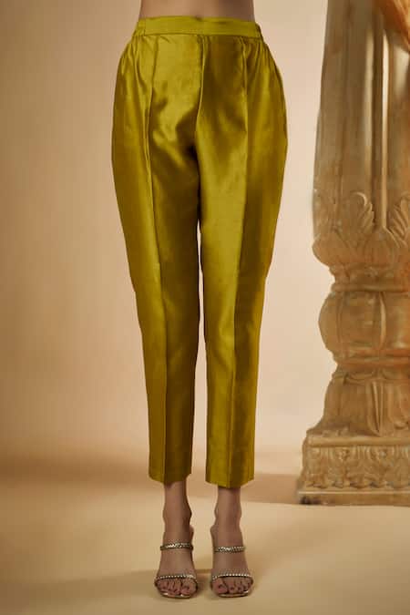 Buy The Aarya Green Viscose, Chanderi Silk, Organza Lace, Panelled Hand Embellished Kurta Set Online at Aza Fashions Buy_The Aarya_Green Viscose, Chanderi Silk, Organza Lace, Panelled Hand Embellished Kurta Set _Online_at_Aza_Fashions