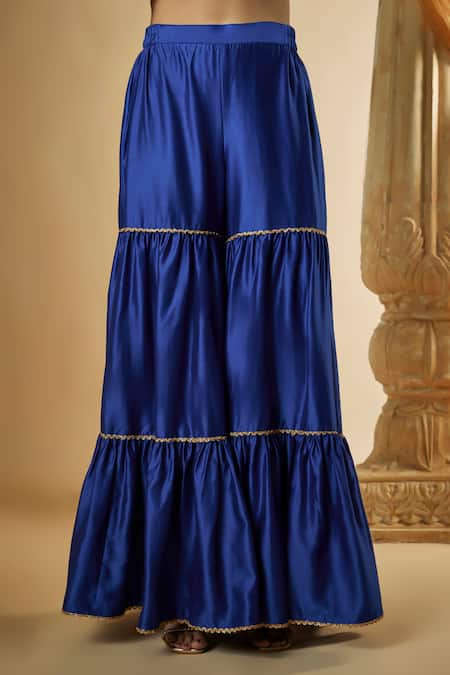 Buy The Aarya Blue Viscose, Chanderi Silk, Organza Hand Embroidered Panelled Kurta Sharara Set Online at Aza Fashions Buy_The Aarya_Blue Viscose, Chanderi Silk, Organza Hand Embroidered Panelled Kurta Sharara Set _Online_at_Aza_Fashions
