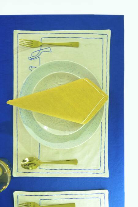 Shop_Mid July Home_Multi Color 100% Cotton Stitchline Thread Embroidered Dining Table Set