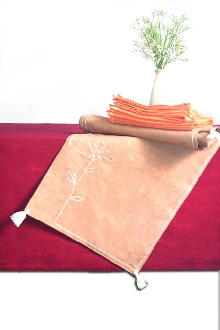 Mid July Home Multi Color 100% Cotton Thread Embroidered Dining Table Set at Aza Fashions Mid July Home_Multi Color 100% Cotton Thread Embroidered Dining Table Set_at_Aza_Fashions