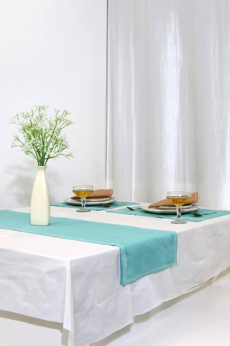 Buy Mid July Home Multi Color 100% Cotton Border Embroidered Dining Table Set Online at Aza Fashions Buy_Mid July Home_Multi Color 100% Cotton Border Embroidered Dining Table Set_Online_at_Aza_Fashions
