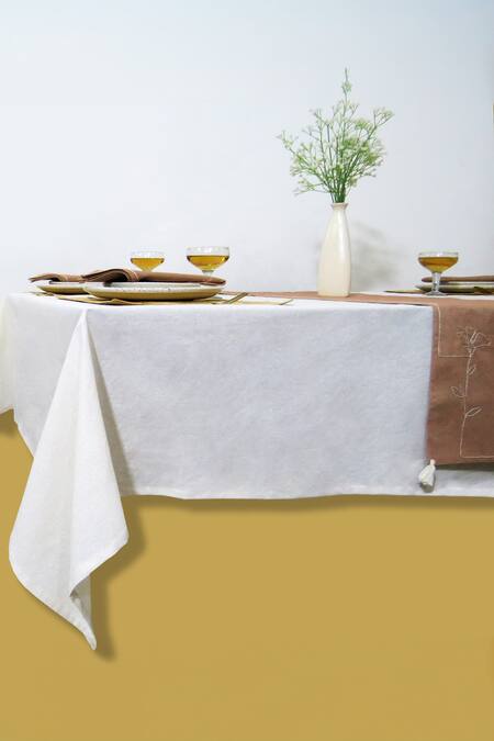 Buy_Mid July Home_Multi Color 100% Cotton Thread Border Embroidered Dining Table Set