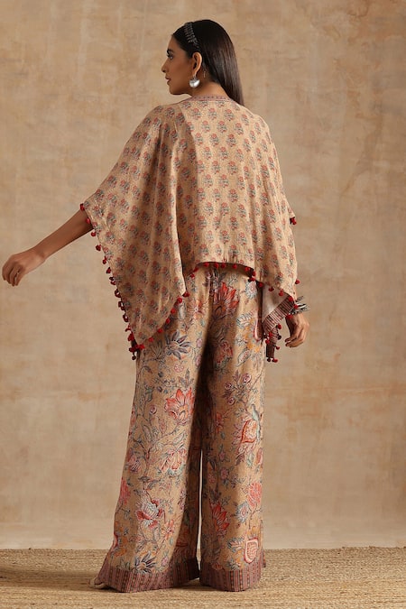 Samvrih Floral Print Short Kaftan & Palazzo Set 