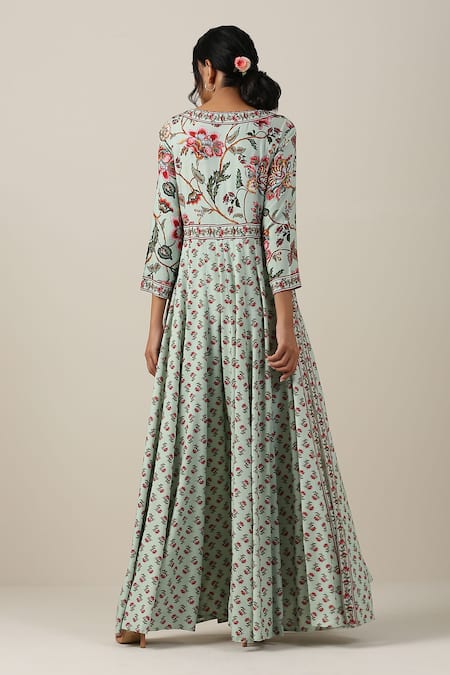 Samvrih Harita Suman Jaal Printed Dress & Pant Set 