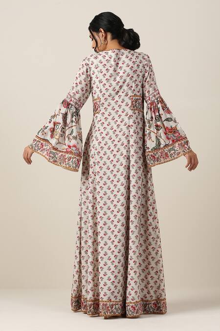 Samvrih Shwet Suman Floral Jaal Print Kurta 