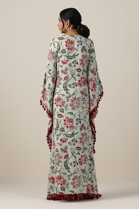 Samvrih Harita Suman Floral Jaal Print Kaftan 