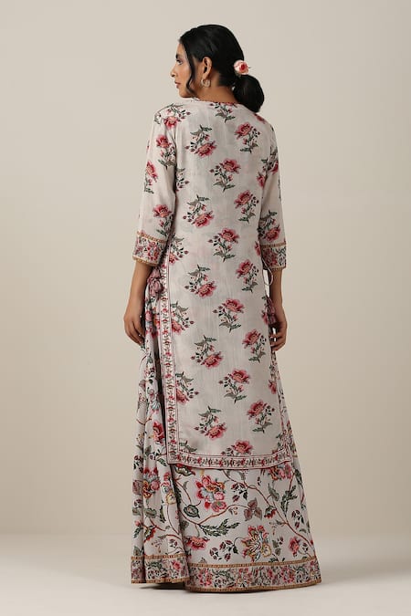 Samvrih Shwet Suman Floral Boota Print Kurta Set 