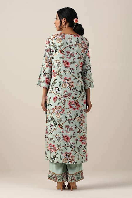 Samvrih Harita Suman Floral Jaal Print Kurta Set 