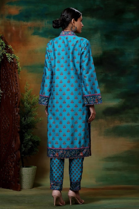 Samvrih Neelam Boota Print Kurta Set 