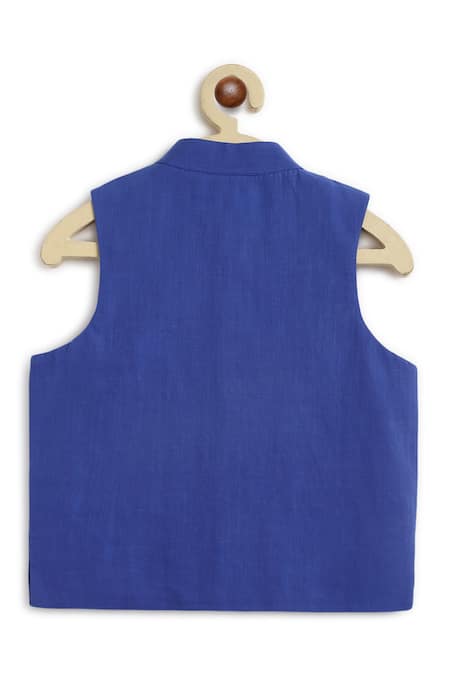 Tiber Taber Blue Elephant Embroidered Bundi 