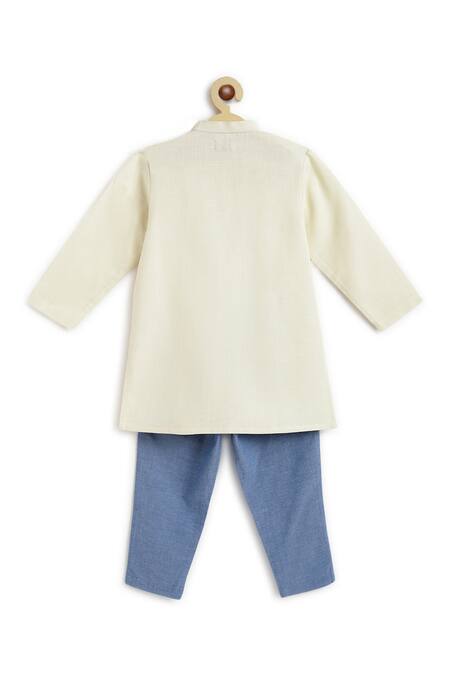 Shop Tiber Taber Cream Cotton Embroidery Mystic Elephant Kurta Set at Aza Fashions Shop_Tiber Taber_Cream Cotton Embroidery Mystic Elephant Kurta Set _at_Aza_Fashions