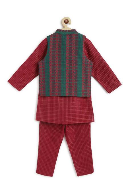 Shop Tiber Taber Maroon Cotton Embroidery Mosaic Bloom Woven Kurta Set at Aza Fashions Shop_Tiber Taber_Maroon Cotton Embroidery Mosaic Bloom Woven Kurta Set _at_Aza_Fashions