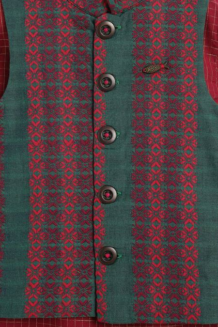 Tiber Taber Maroon Cotton Embroidery Mosaic Bloom Woven Kurta Set at Aza Fashions Tiber Taber_Maroon Cotton Embroidery Mosaic Bloom Woven Kurta Set _at_Aza_Fashions