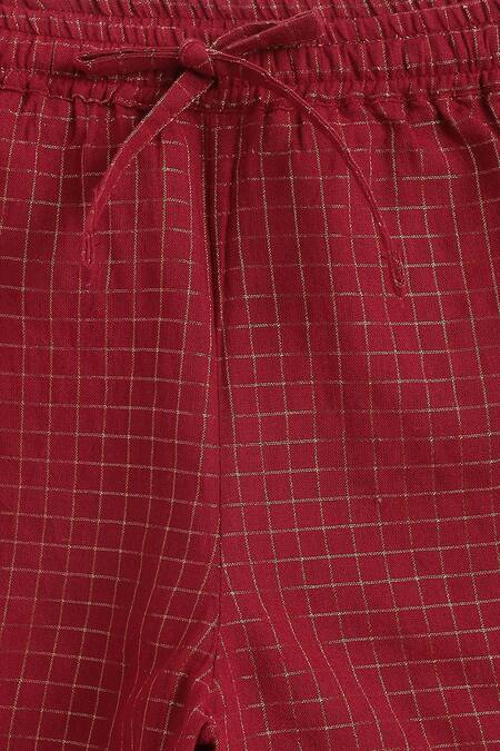 Buy Tiber Taber Maroon Cotton Embroidery Mosaic Bloom Woven Kurta Set Buy_Tiber Taber_Maroon Cotton Embroidery Mosaic Bloom Woven Kurta Set