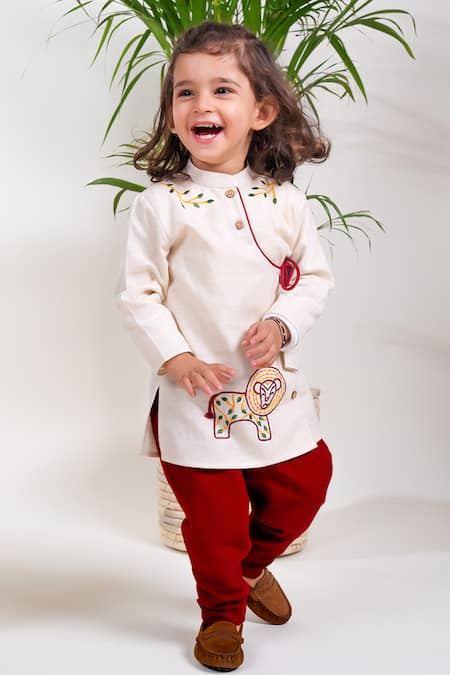 Tiber Taber Mighty Lion Embroidered Kurta With Pyjama 