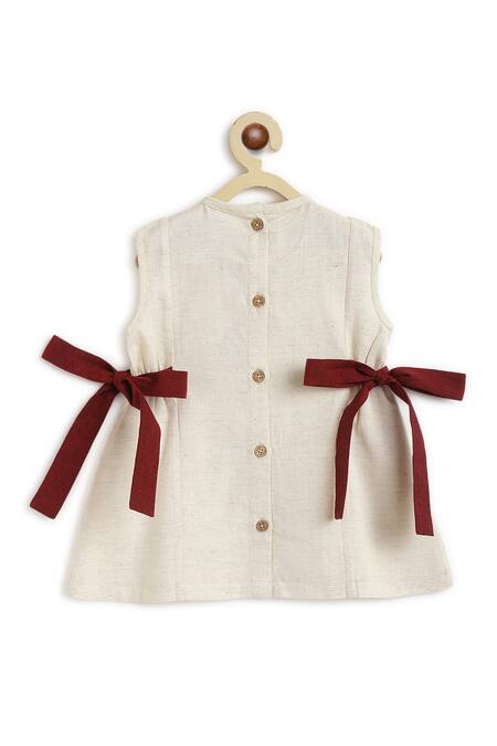 Buy Tiber Taber Cream Cotton Bows Calm Elephant Embroidered Kurta And Palazzo Set Online at Aza Fashions Buy_Tiber Taber_Cream Cotton Bows Calm Elephant Embroidered Kurta And Palazzo Set_Online_at_Aza_Fashions