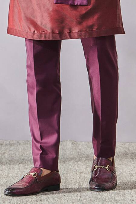 Tarun Tahiliani_Wine Silk, Georgette Sequins, Beads Panelled Tonal Embroidered Waistcoat _Online_at_Aza_Fashions