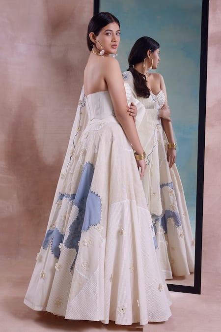 Shwetanga Gardenia Bloom Patchwork Lehenga Set 