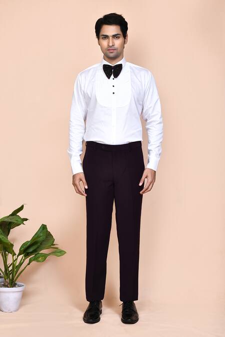 Arihant Rai Sinha_Wine Cotton, Polyester Embroidery, Cut Work Leaf Placement Suit Set _at_Aza_Fashions