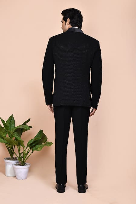 Shop_Arihant Rai Sinha_Black Polyester, Cotton Cut Work, Embroidery, Brooches Cutdana Suit Set _at_Aza_Fashions