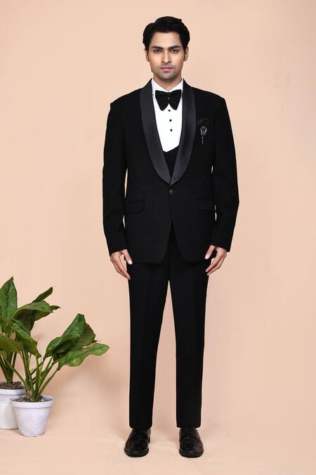 Shop Arihant Rai Sinha Black Polyester, Cotton Cut Work, Embroidery, Brooches Cutdana Suit Set Shop_Arihant Rai Sinha_Black Polyester, Cotton Cut Work, Embroidery, Brooches Cutdana Suit Set