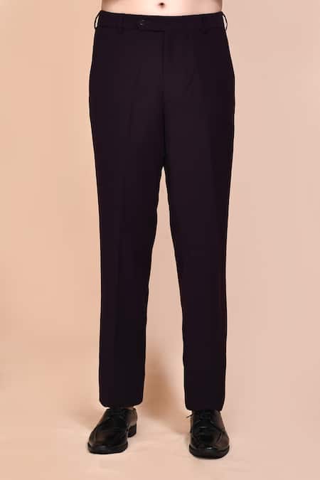 Arihant Rai Sinha_Wine Cotton, Polyester Embroidery, Cut Work Geometric Suit Pant Set _Online_at_Aza_Fashions