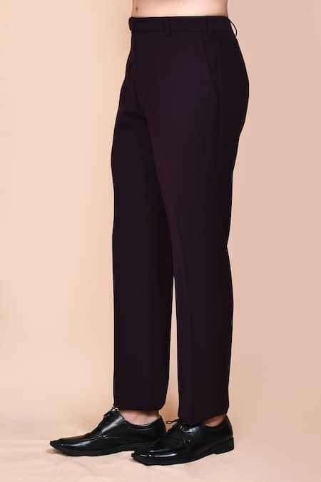 Buy_Arihant Rai Sinha_Wine Cotton, Polyester Embroidery, Cut Work Geometric Suit Pant Set _Online_at_Aza_Fashions