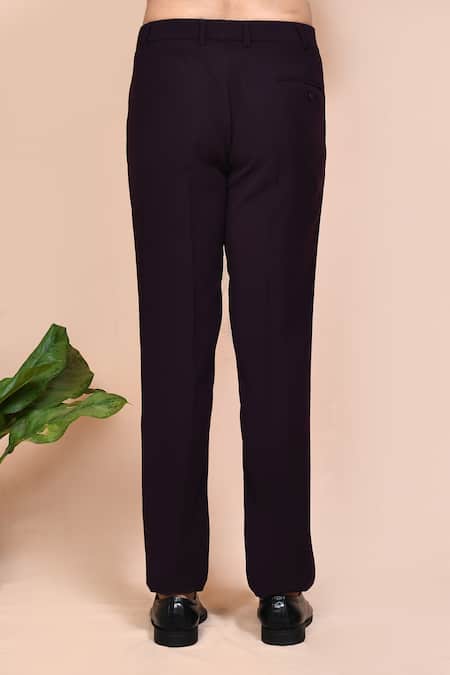 Shop_Arihant Rai Sinha_Wine Cotton, Polyester Embroidery, Cut Work Geometric Suit Pant Set _Online_at_Aza_Fashions