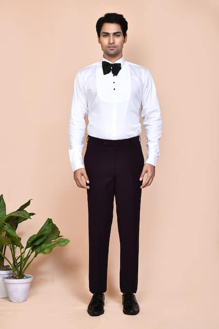 Arihant Rai Sinha_Wine Cotton, Polyester Embroidery, Cut Work Geometric Suit Pant Set _at_Aza_Fashions