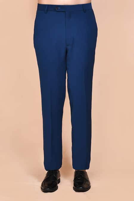 Arihant Rai Sinha_Blue Polyester, Cotton, Silk Brooches, Cut Work, Embroidery Chevron Suit Set _at_Aza_Fashions