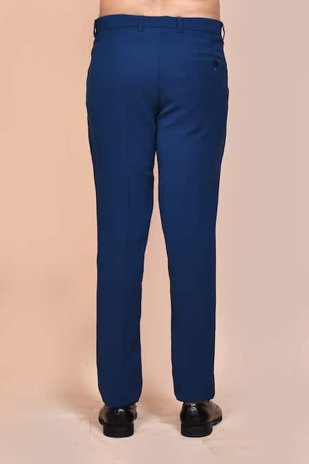 Buy_Arihant Rai Sinha_Blue Polyester, Cotton, Silk Brooches, Cut Work, Embroidery Chevron Suit Set 