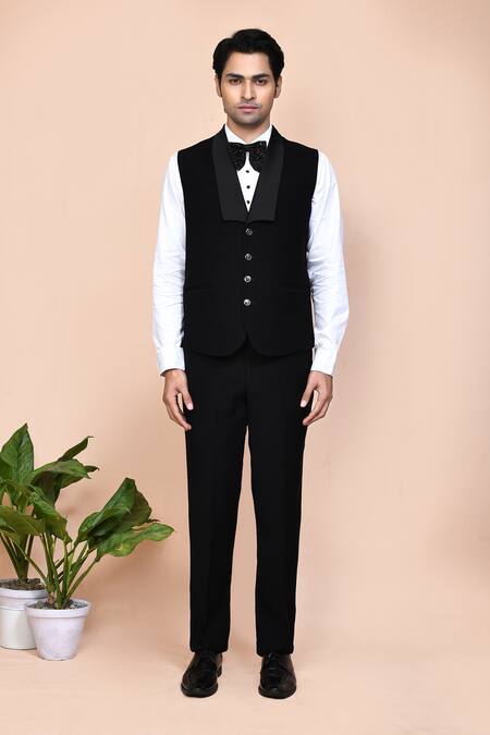 Shop_Arihant Rai Sinha_Black Cotton, Polyester Sequins, Zari, Embroidery Thread Suit Set _Online_at_Aza_Fashions