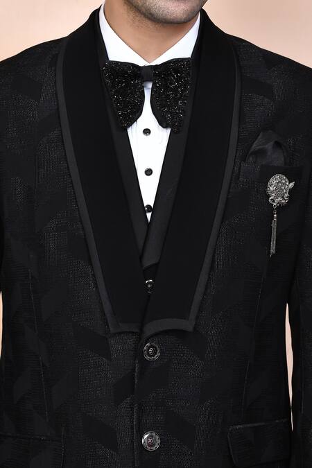 Arihant Rai Sinha_Black Cotton, Polyester Sequins, Zari, Embroidery Thread Suit Set _at_Aza_Fashions