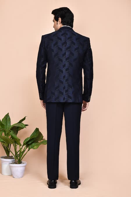 Shop_Arihant Rai Sinha_Blue Cotton, Polyester Embroidery, Rhinestones, Zari Thread Work Suit Pant Set _at_Aza_Fashions