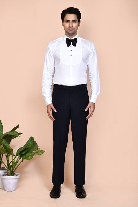 Arihant Rai Sinha_Blue Cotton, Polyester Embroidery, Rhinestones, Zari Thread Work Suit Pant Set _Online_at_Aza_Fashions